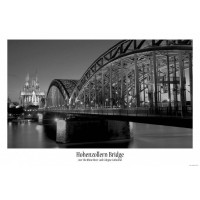 Cologne - Rhine Bridge And Cathedral At Night B/W Poster Print (36x24in) #59054 4047253590540  173470821618